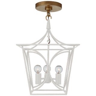 Kate Spade New York for Visual Comfort Signature Cavanagh Mini Lantern in Light Cream & Gild For Sale