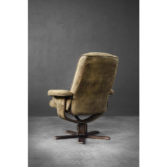 Set of Mid-Century Modern Danish Brown Swivel Chair & Ottoman, 1960s For Sale - Image 12 of 18