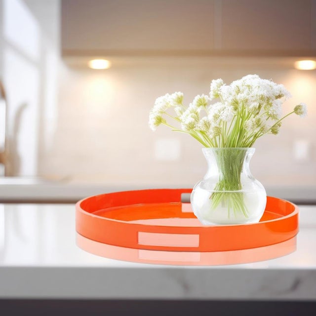 Saint Tropez Round Tray Set of 2 - Orange For Sale - Image 9 of 10