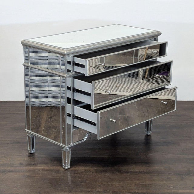 Traditional Worlds Away Three Drawer Mirrored Chest/Nightstand For Sale - Image 3 of 11