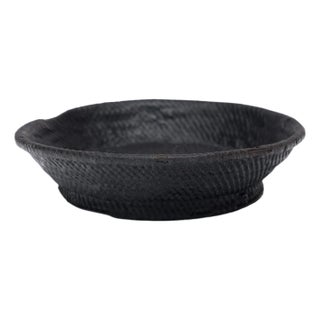 Chinese Black Lacquer Woven Plate, C. 1900 For Sale