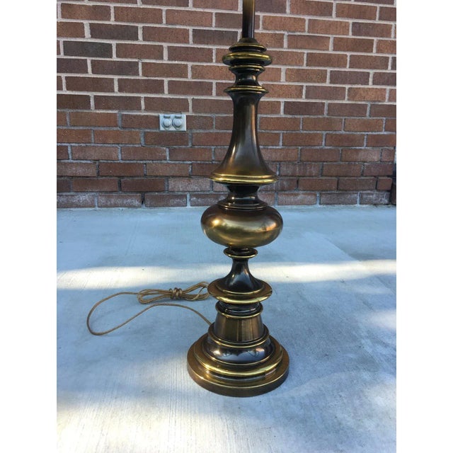 1970s Solid Brass Bulbous Table Lamp With Shade From Westwood For Sale - Image 5 of 14
