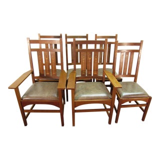Stickley Harvey Ellis Set of Six Solid Cherry Mission Arts and Crafts Style Chairs For Sale