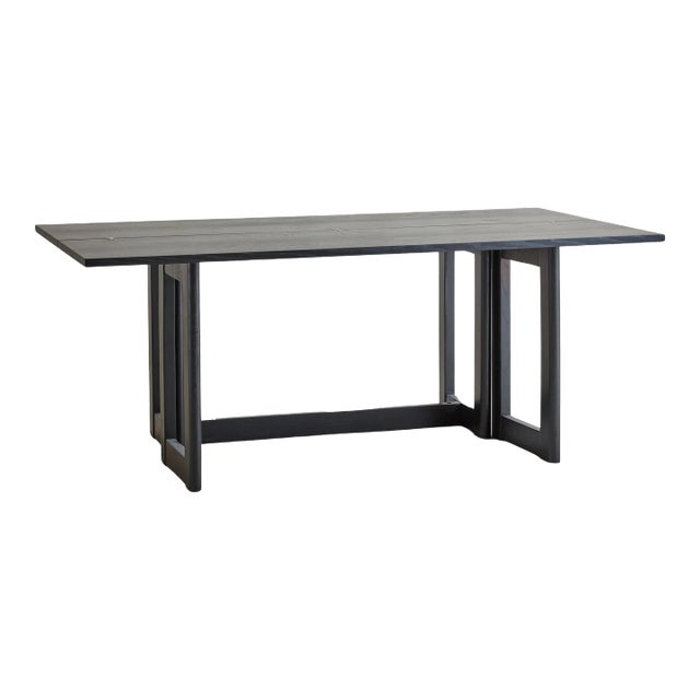 Foldable Ebonized Ash Wood Console + Dining Table, France 1970s For Sale