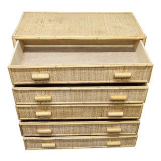 Vintage Rattan Chest of Drawers, 1970 For Sale