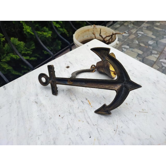 Vintage Brass Anchor Hanger with Bell, 1970s For Sale - Image 6 of 8