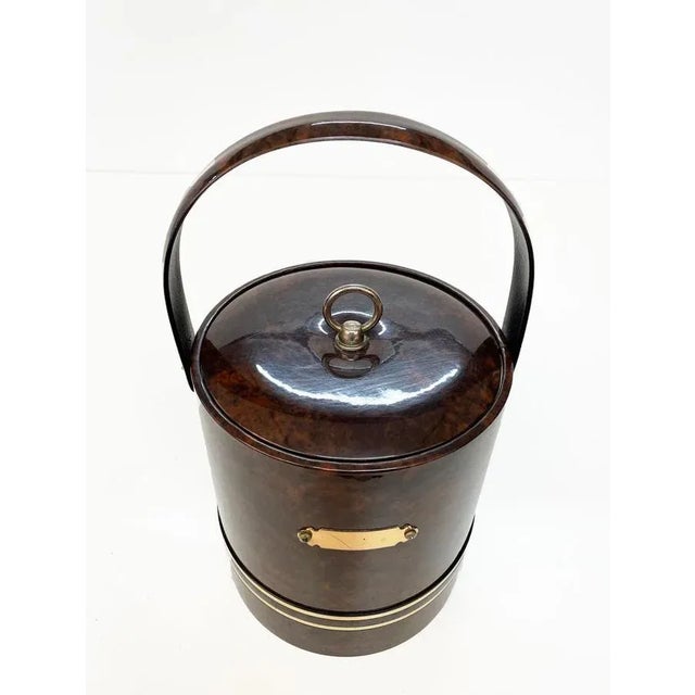 Mid-Century Italian Faux Briar Plastic Ice Bucket with Top, 1970s For Sale - Image 6 of 15