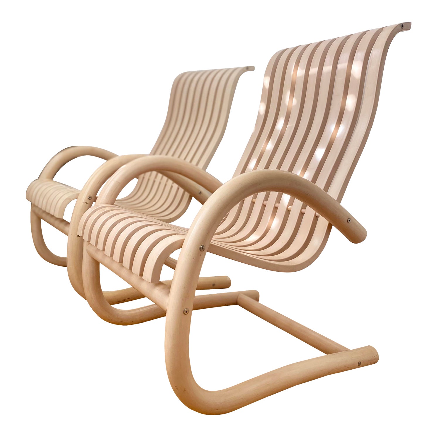 1970s Scandinavian Slatted Bentwood Rockers a Pair Chairish