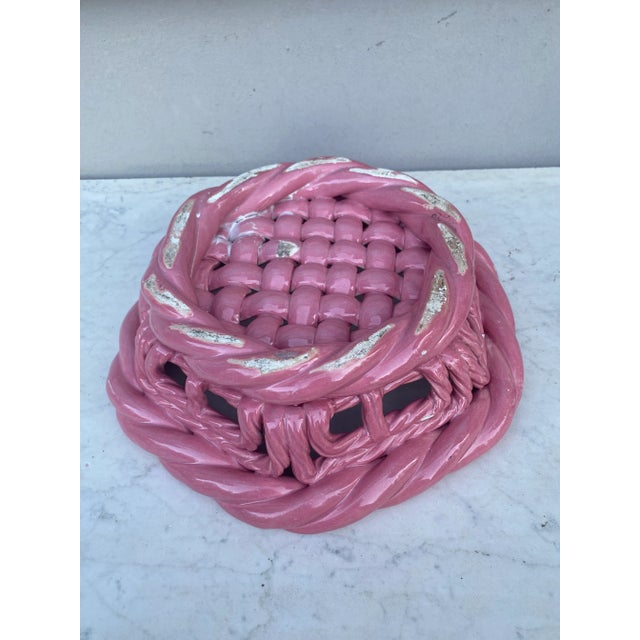 Large Pink French Bowl or Basket Vallauris Circa 1950 For Sale In Austin - Image 6 of 6
