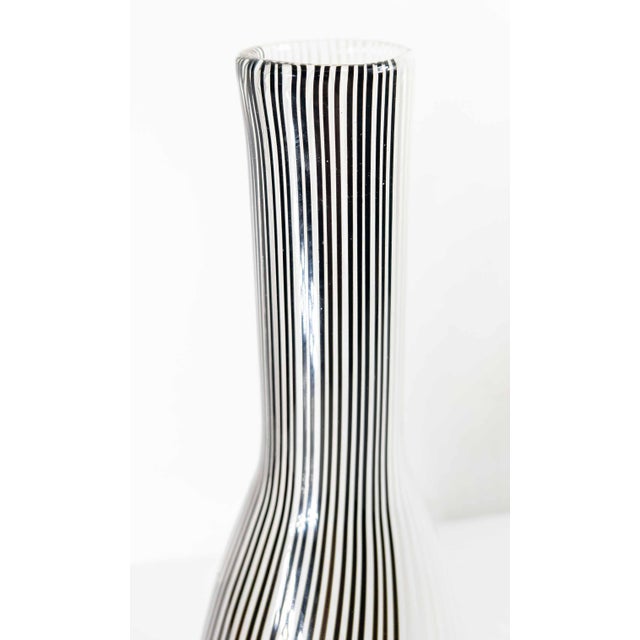 Black Mid-Century Modern Italian Murano Black and White Art Glass Bottle Vase For Sale - Image 8 of 16