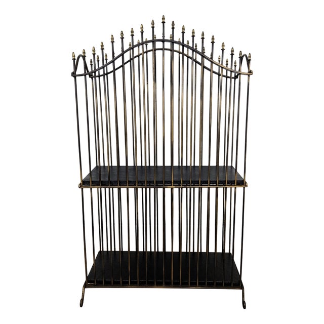 Mid-Century Modern Italian Brass and Metal Magazine Rack, 1960s For Sale