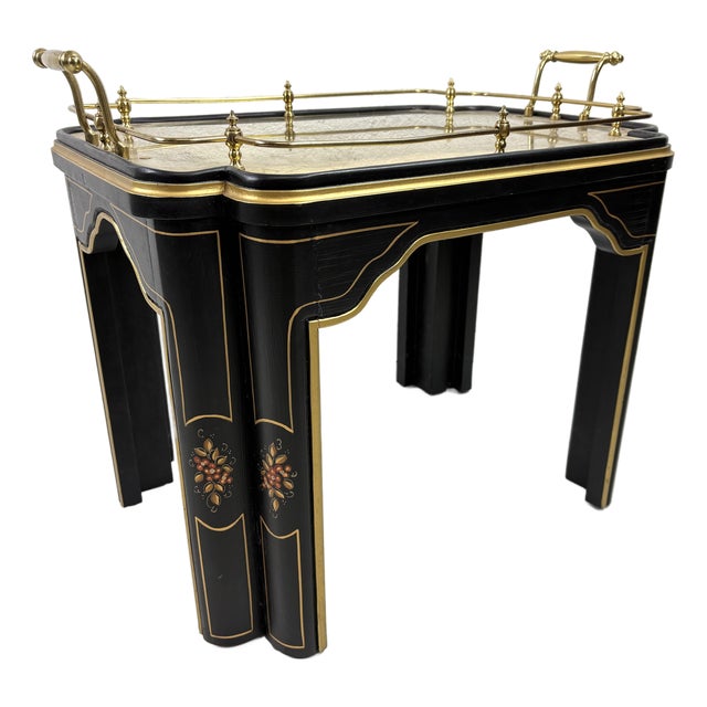 Hand Painted Gallery Tray Side Table After Maitland Smith For Sale