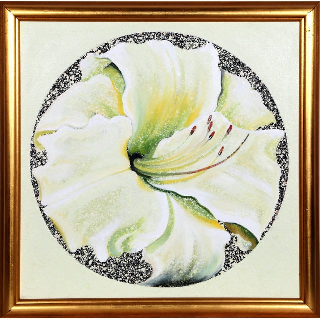 Realism Lowell Nesbitt, Lemon White Lily, Oil Painting For Sale - Image 3 of 3