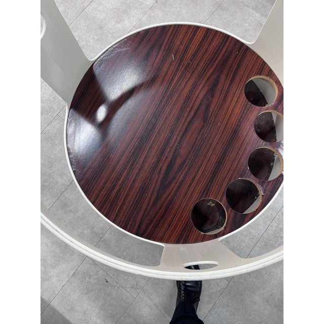 1970s ABS and Chrome Mobile Bar with Wheels and Tops in Wood and Glass, 1970s For Sale - Image 5 of 7