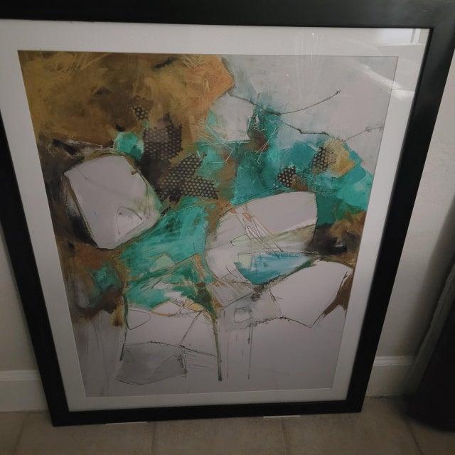 This Abstract print has wonderful jewel colors and nice geometric form. Purely a decorative find. But really way nice
