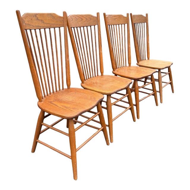 Set of 4 Vintage Virginia House Solid Wood Dining Chairs For Sale