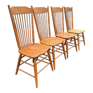 Set of 4 Vintage Virginia House Solid Wood Dining Chairs