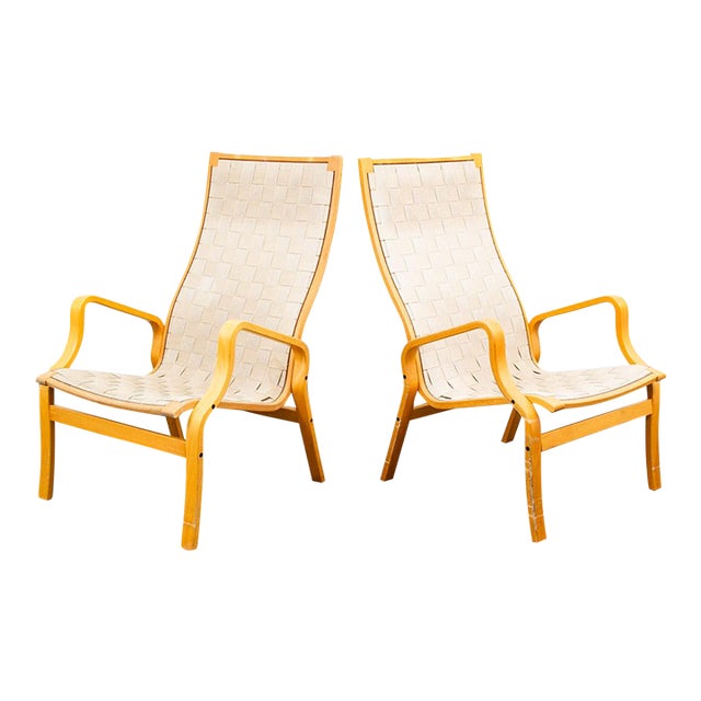 Mid Century Danish Modern Lounge Chair Set Armchair Cream Finn Ostergaard Pair For Sale