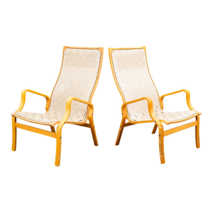 Mid Century Danish Modern Lounge Chair Set Armchair Cream Finn Ostergaard Pair