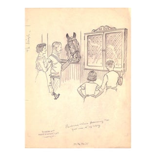 Original 1944 Pencil Drawing From Hi, Guy! The Cinderella Horse by Paul Brown 35 For Sale