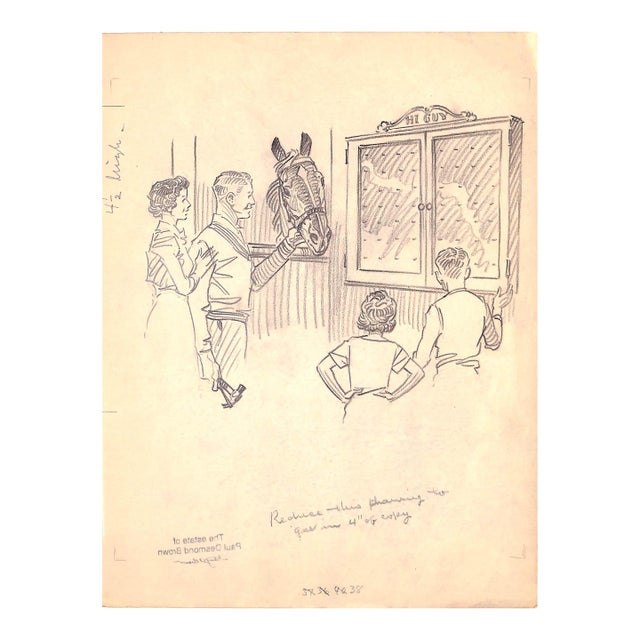 Original 1944 Pencil Drawing From Hi, Guy! The Cinderella Horse by Paul Brown 35 For Sale