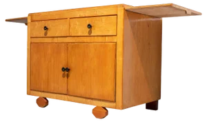 Small French Wood 2-Door Cabinet with Side Leaf Top, 1970s