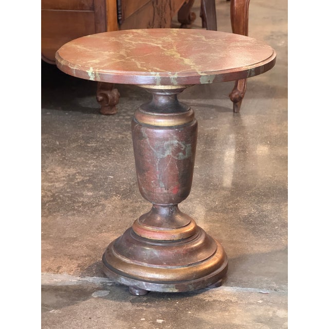 Traditional 1950s Faux-Marble Painted Side Table For Sale - Image 3 of 7