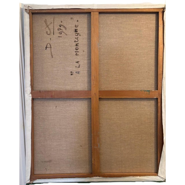 Beige Denise Cartoux, Oil Painting, A la Montagne, École de Paris, France, 1979 For Sale - Image 8 of 9
