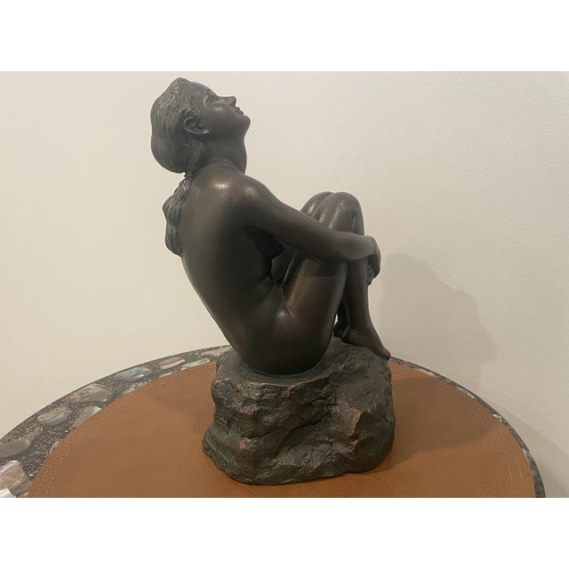 Austin Productions Art Deco Seated Woman Sculpture in Durastone For Sale - Image 4 of 14