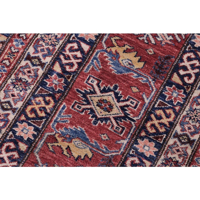 1990s Boho Chic Rustic Super Kazak Blue/Red Wool Rug - 11'8'' X 15'6'' For Sale - Image 5 of 10