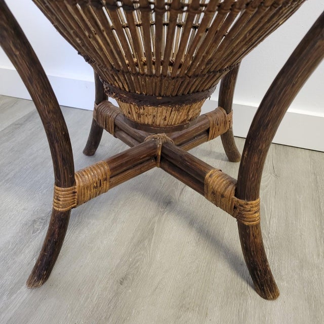 Pair Mid-Century McGuire Style Rattan End Tables With Spiked Gallery Rims For Sale In Raleigh - Image 6 of 12