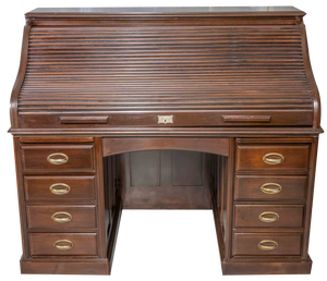 Edwardian Walnut Roll Top Desk, 1890s