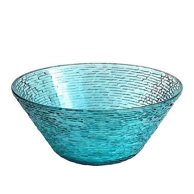 1960s Vintage 1960s Anchor Hocking Aquamarine Lido Soreno Glass Serving Bowl For Sale - Image 5 of 11