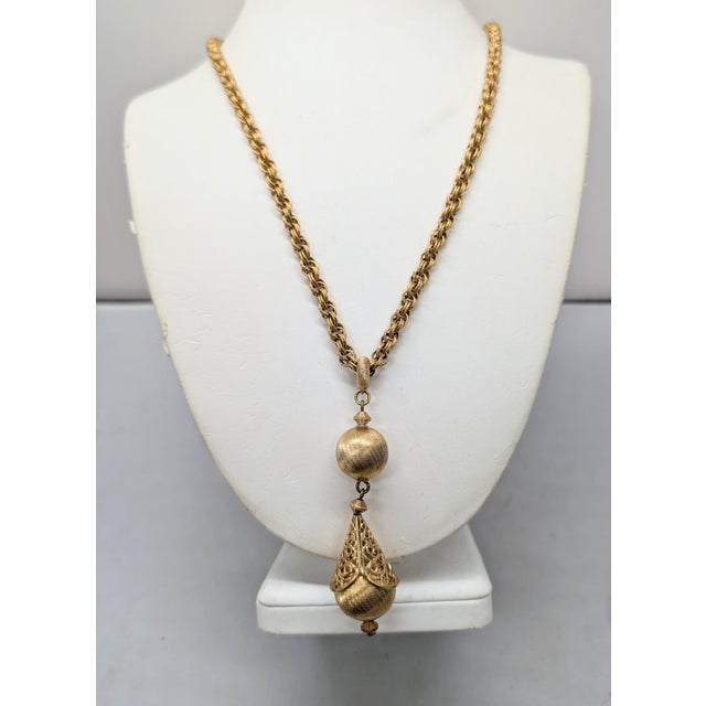 Monet Vintage Signed Monet Book Piece Goldtone Pendant Necklace, 1961 For Sale - Image 4 of 10