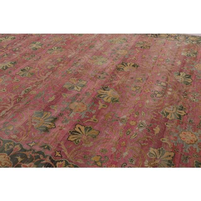 Rug & Kilim Rug & Kilim’s Modern Rug in Soft Pink and Green Floral All-Over Pattern For Sale - Image 4 of 8