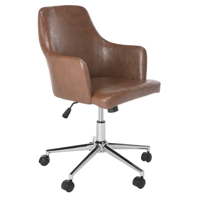 Modern Sophia Swivel Office Chair in Brown & Chrome For Sale - Image 3 of 10