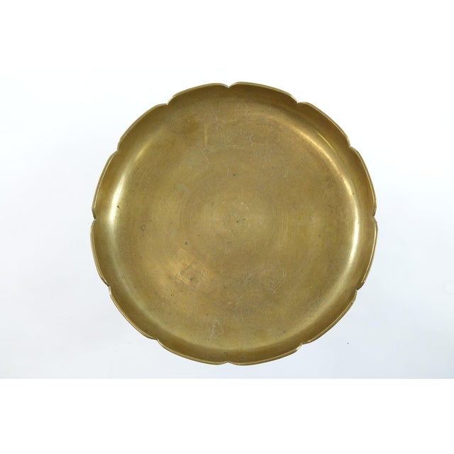 Antique Chinese Footed Brass Tray - 10.5” x 5.5” x 6.5” This elegant antique Chinese footed brass tray, measuring 10.5...
