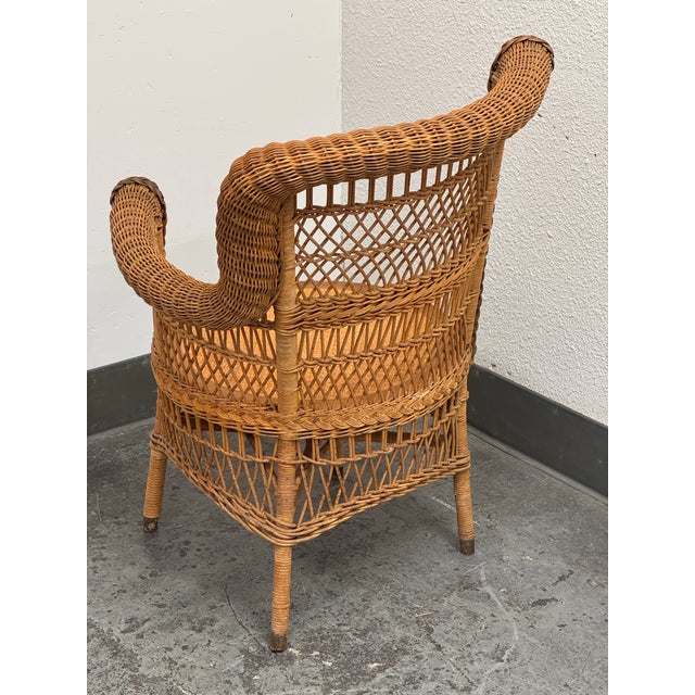 Wood Woven Rattan Armchair, Vintage For Sale - Image 7 of 12