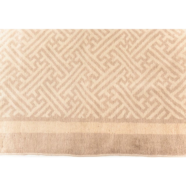 Brown Doris Leslie Blau Antique Chinese Wool Runner in Beige and Brown For Sale - Image 8 of 11