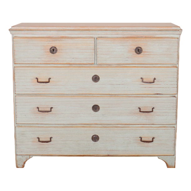 Swedish Fluted Drawer Front Commode For Sale