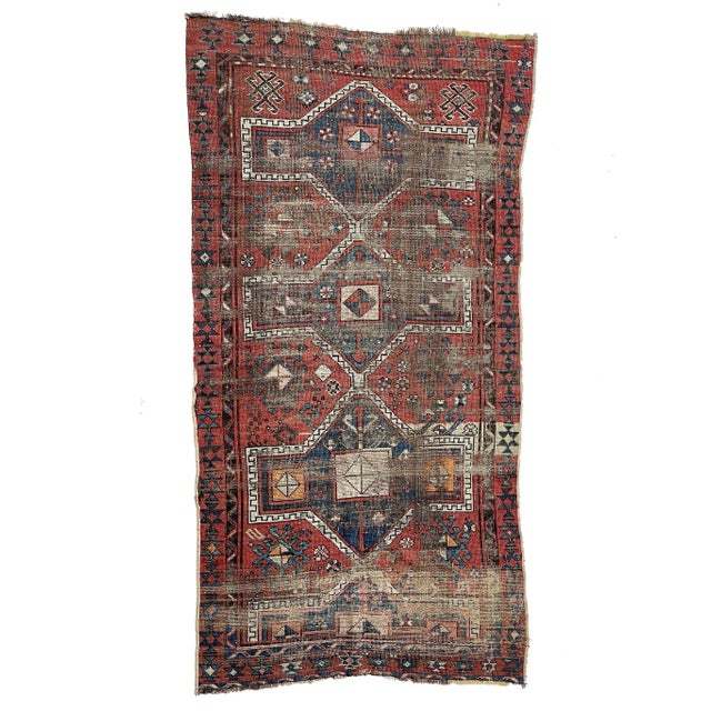 Antique Turkish Tribal Geometric Distressed Rug, 3.7 x 6.6 For Sale - Image 11 of 11