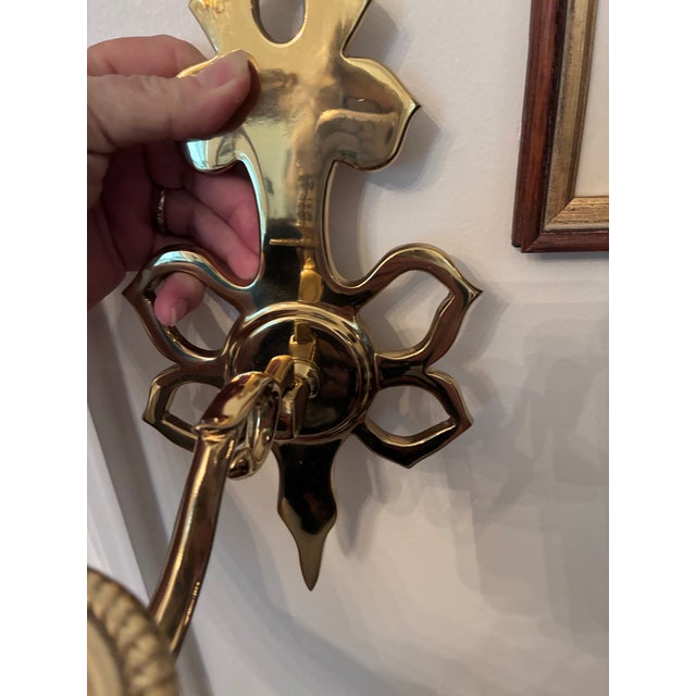Virginia Metalcrafters Pr Brass Wall Candle Sconces Colonial Williamsburg, Set B For Sale - Image 6 of 11