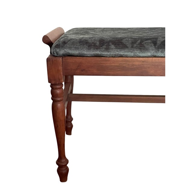 Newly upholstered in a chenille Forest green textile. A marriage of simple design and a sleek modern textile.