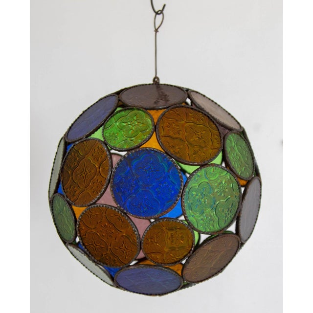 Vintage Moroccan Multi-Color Glass Orb Lantern Moorish Style For Sale - Image 12 of 12