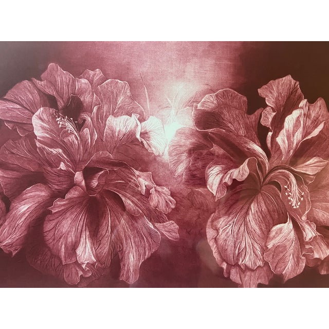 Signed Mezzoting by g.h. Rothe, Titled Hibiscus For Sale In San Francisco - Image 6 of 10