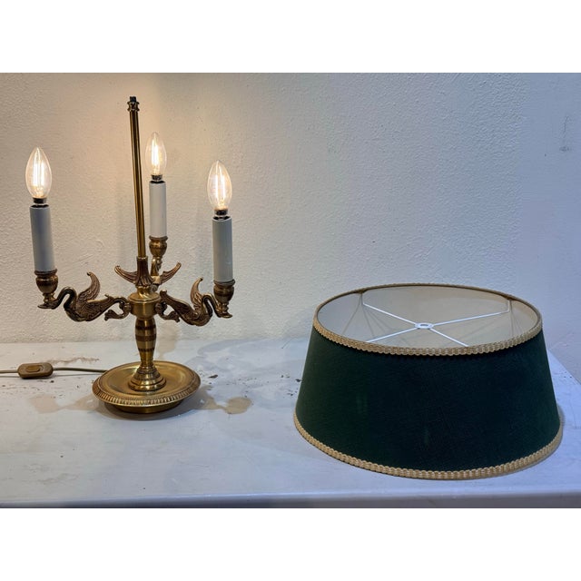 Mid 20th Centuty Swan Form French Empire Style Brass Bouilotte Table Lamp For Sale - Image 4 of 12