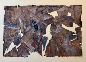 Vera Simons, MIxed Media Collage Assemblage Abstract Painting Pioneering Female Aviator, 1985