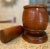 This 18th century English treen mortar and pestle is in exquisite condition; hand turned and carved from a single piece of...