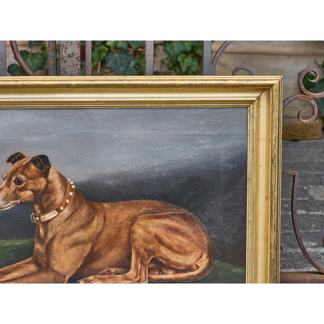 Brown Antique British Oil Dog Portrait by Edward Aistrop in Gilt Frame, circa 1900 For Sale - Image 8 of 12
