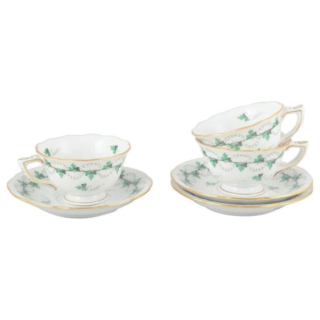 Vintage Porcelain Demitasse Cups with Saucers by Herend, Hungary, Set of 6 For Sale - Image 5 of 5